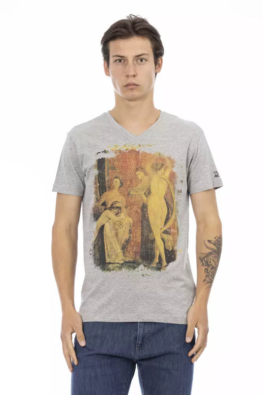 Trussardi Action Gray Cotton Men's T-Shirt $130.00 Trussardi Action Luzworld