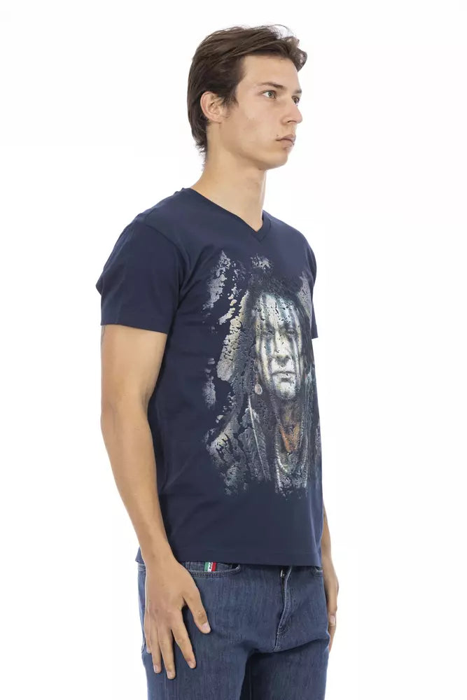 Trussardi Action Blue Cotton Men T-Shirt $130.00 Trussardi Action Luzworld
