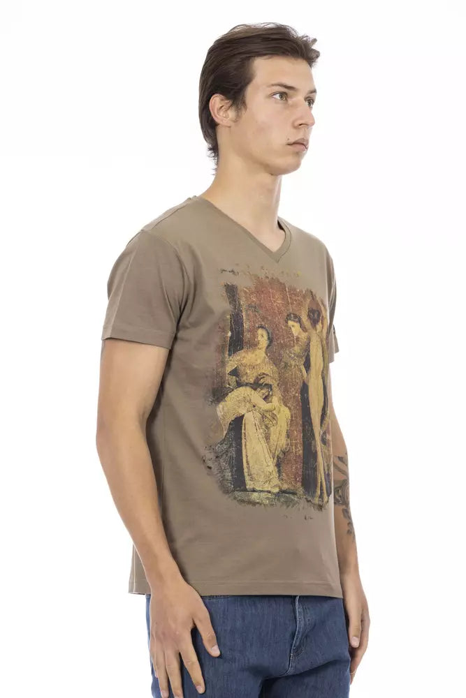 Trussardi Action Brown Cotton Men's T-Shirt $130.00 Trussardi Action Luzworld