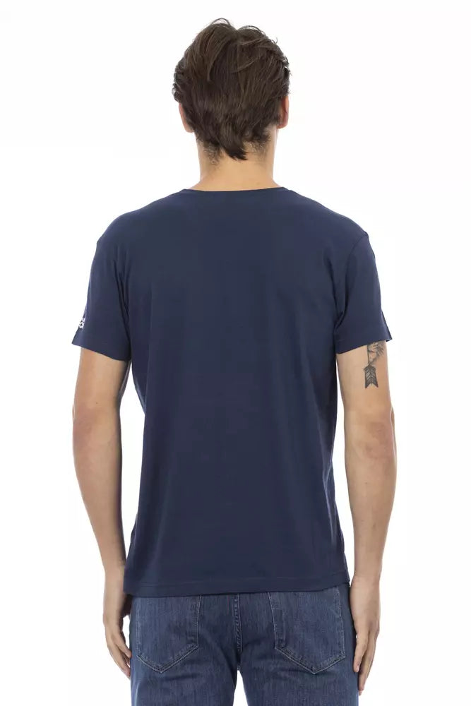 Trussardi Action Blue Cotton Men T-Shirt $130.00 Trussardi Action Luzworld