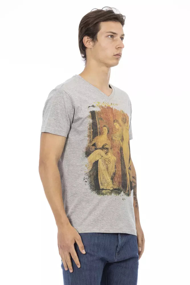 Trussardi Action Gray Cotton Men's T-Shirt $130.00 Trussardi Action Luzworld