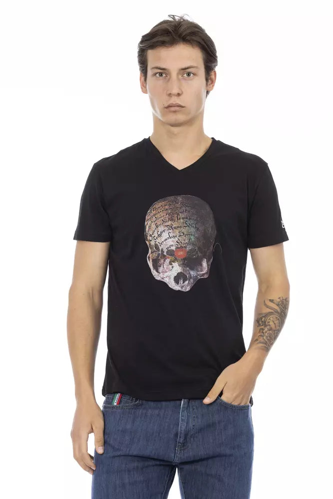 Trussardi Action Black Cotton Men's V-Neck T-Shirt