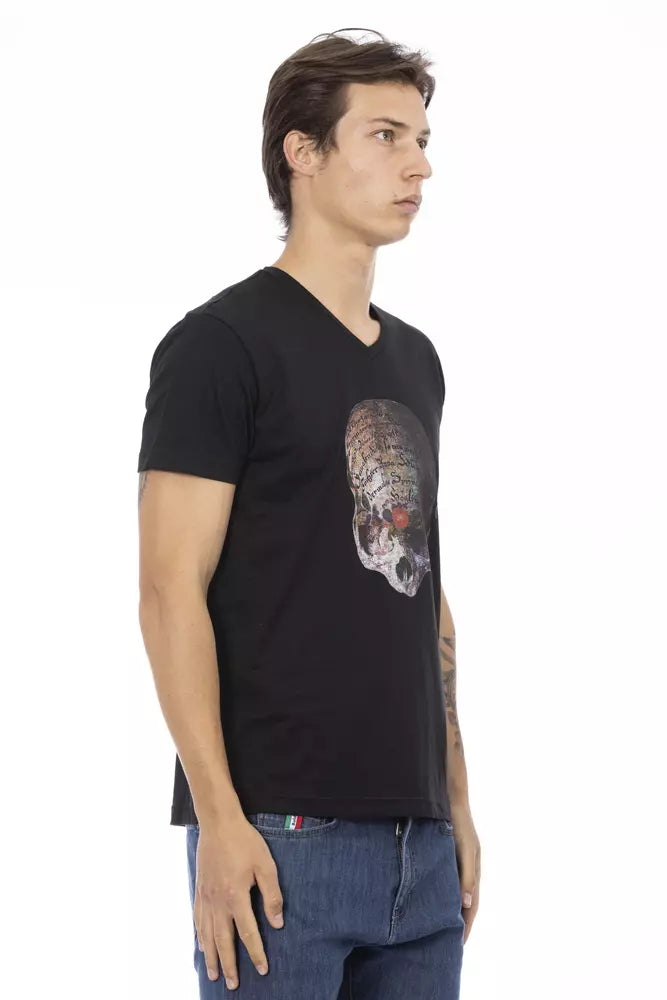 Trussardi Action Black Cotton Men T-Shirt $130.00 Trussardi Action Luzworld