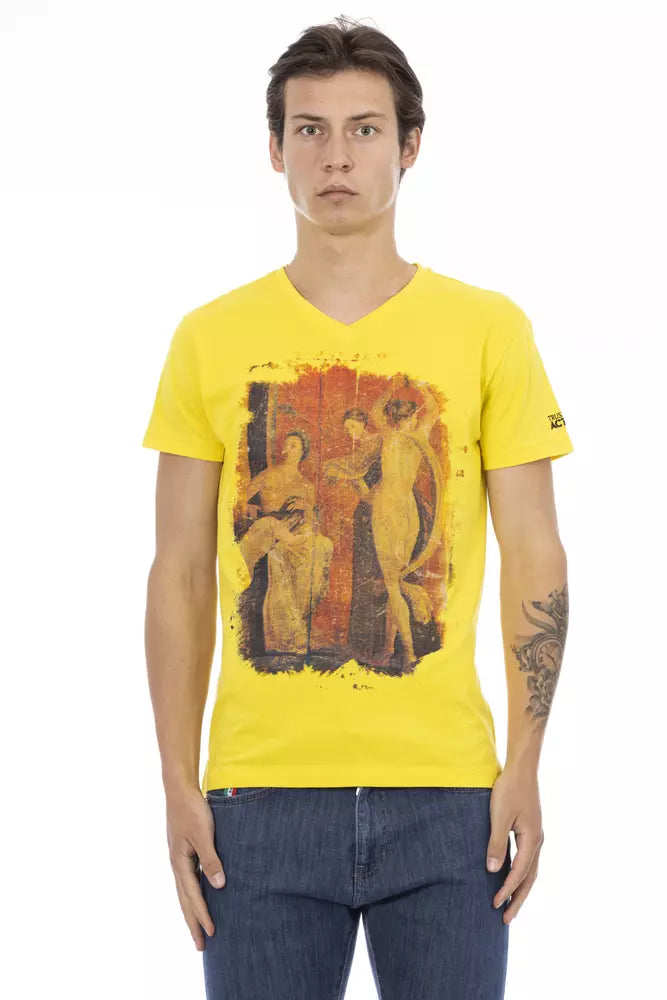 Trussardi Action Yellow Cotton Men T-Shirt $130.00 Trussardi Action Luzworld