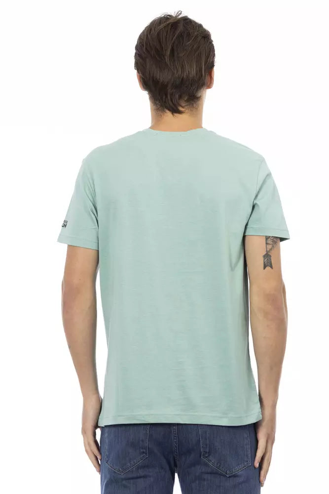 Trussardi Action Green Cotton Men's V-Neck T-Shirt $130.00 Trussardi Action Luzworld