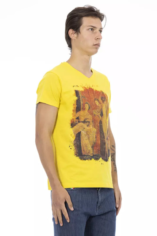 Trussardi Action Yellow Cotton Men T-Shirt $130.00 Trussardi Action Luzworld