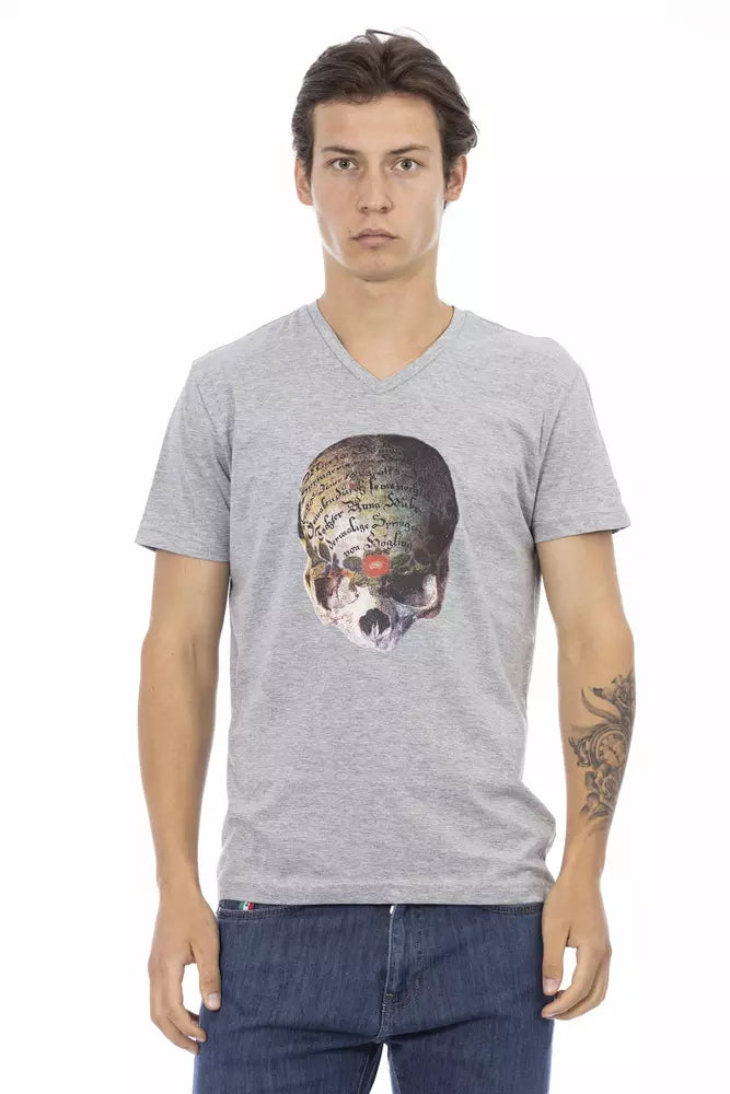 Trussardi Action Gray Cotton Men's T-Shirt $130.00 Trussardi Action Luzworld