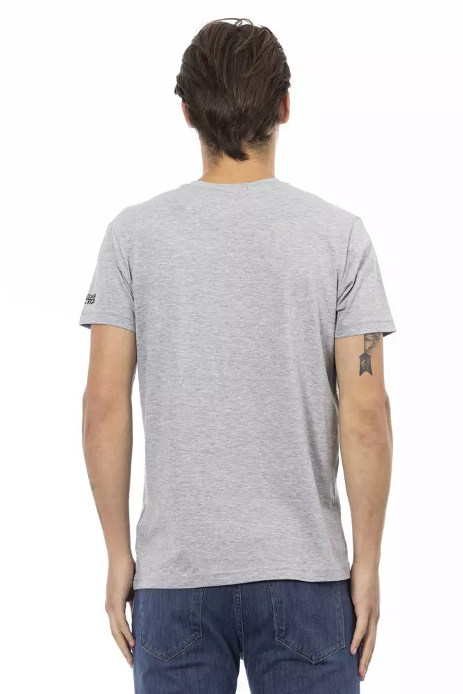 Trussardi Action Gray Cotton Men's T-Shirt $130.00 Trussardi Action Luzworld