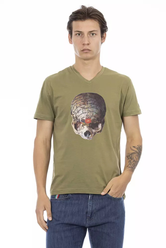 Trussardi Action Green Cotton Men's T-Shirt $130.00 Trussardi Action Luzworld