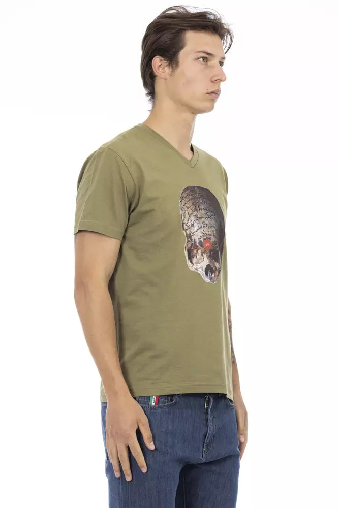 Trussardi Action Green Cotton Men's T-Shirt $130.00 Trussardi Action Luzworld