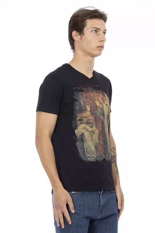 Trussardi Action Black Cotton Men T-Shirt $130.00 Trussardi Action Luzworld