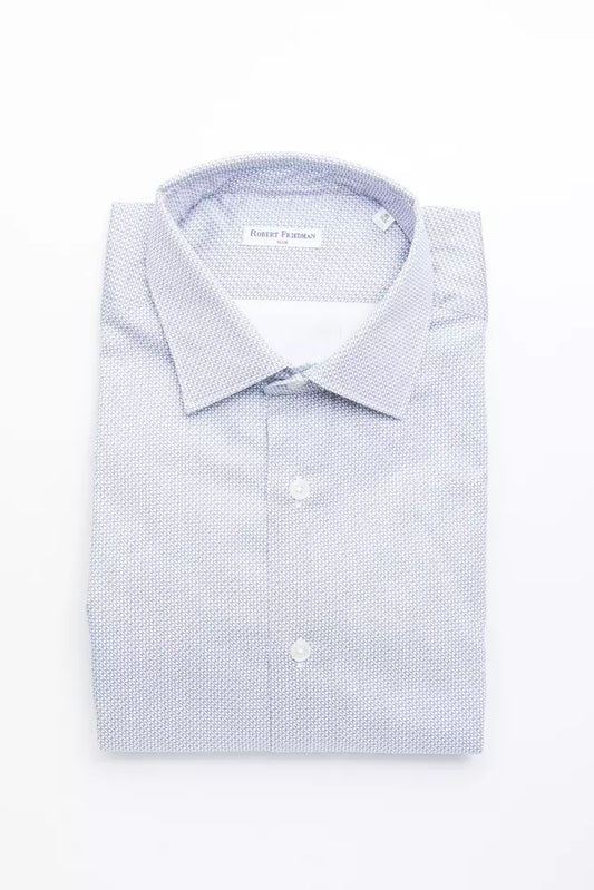 Robert Friedman Light Blue Cotton Men Shirt $211.00 Robert Friedman Luzworld