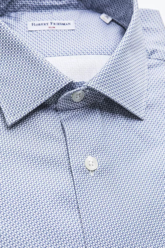 Robert Friedman Light Blue Cotton Men Shirt $211.00 Robert Friedman Luzworld