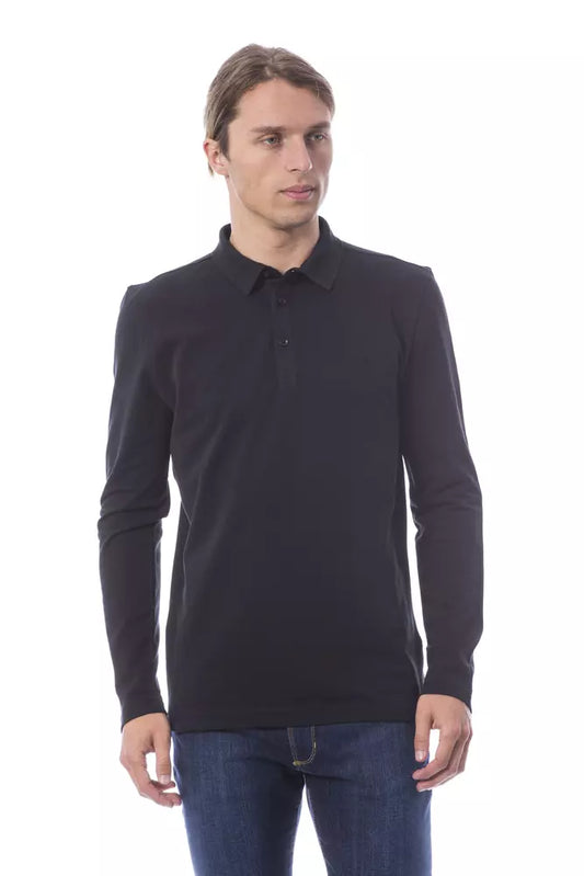 Verri Black Cotton Men Polo Shirt Long Sleeve $185.00 Verri Luzworld