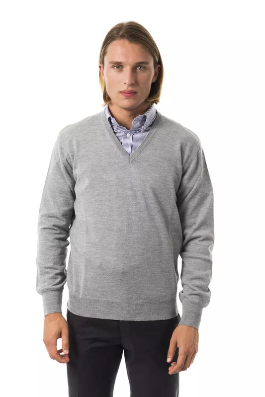 Uominitaliani Gray Wool Men Sweater $178.00 Uominitaliani Luzworld