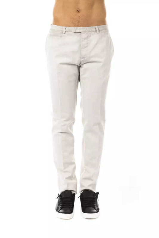 Uominitaliani Gray Cotton Men Pants $215.00 Uominitaliani Luzworld