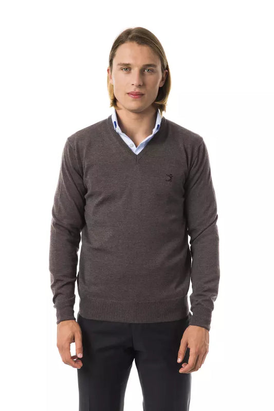 Uominitaliani Gray Merino Wool Men Sweater $196.00 Uominitaliani Luzworld