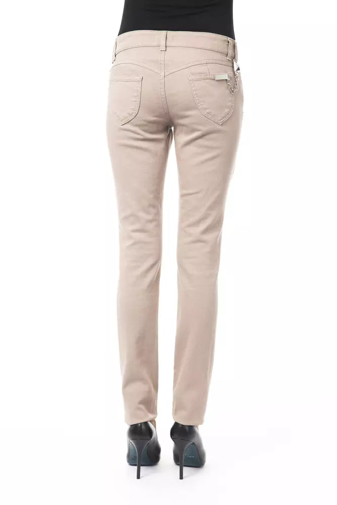 BYBLOS Beige Cotton Women Slim Pant $471.00 BYBLOS Luzworld