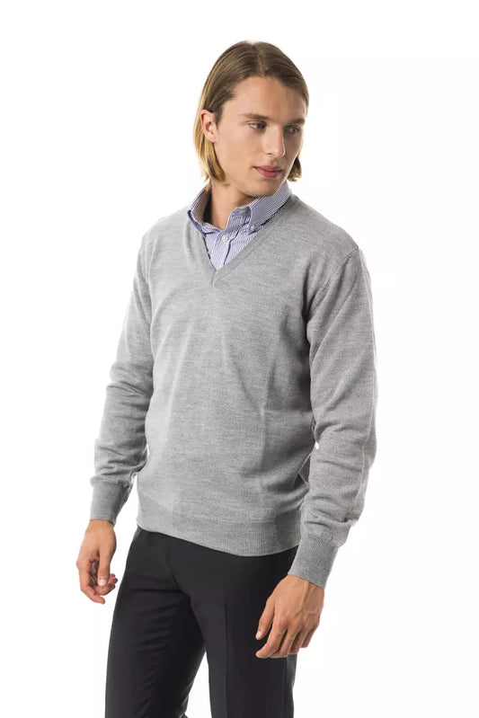 Uominitaliani Gray Wool Men Sweater $178.00 Uominitaliani Luzworld