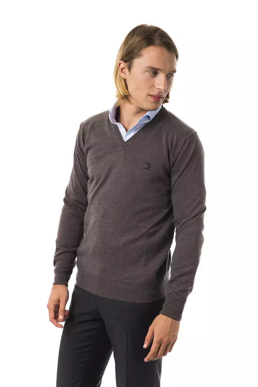 Uominitaliani Gray Merino Wool Men Sweater $196.00 Uominitaliani Luzworld