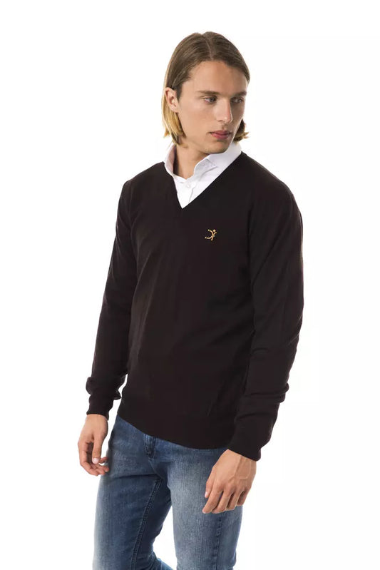 Uominitaliani Brown Merino Wool Men Sweater $196.00 Uominitaliani Luzworld