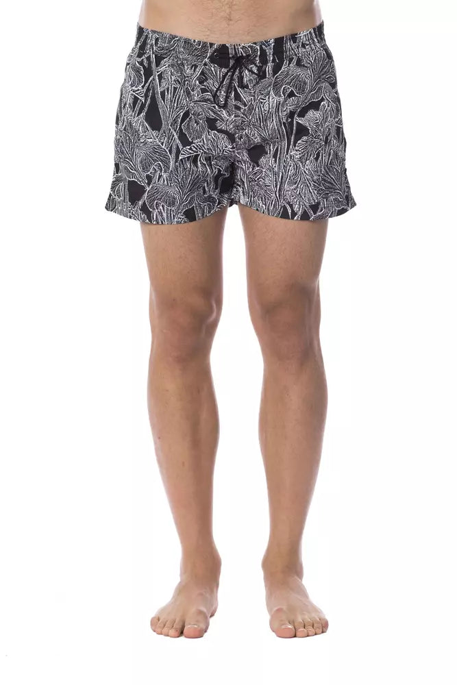 Roberto Cavalli Sport Black Polyester Men Swimsuit $477.00 Roberto Cavalli Sport Luzworld