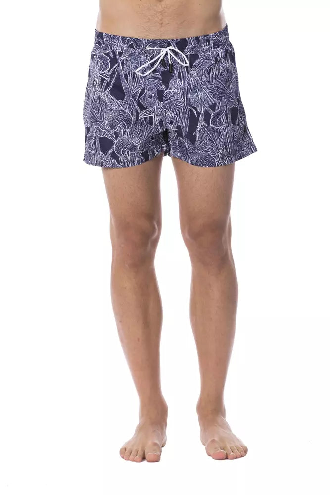 Roberto Cavalli Sport Blue Polyester Men's Swim Trunk $477.00 Roberto Cavalli Sport Luzworld