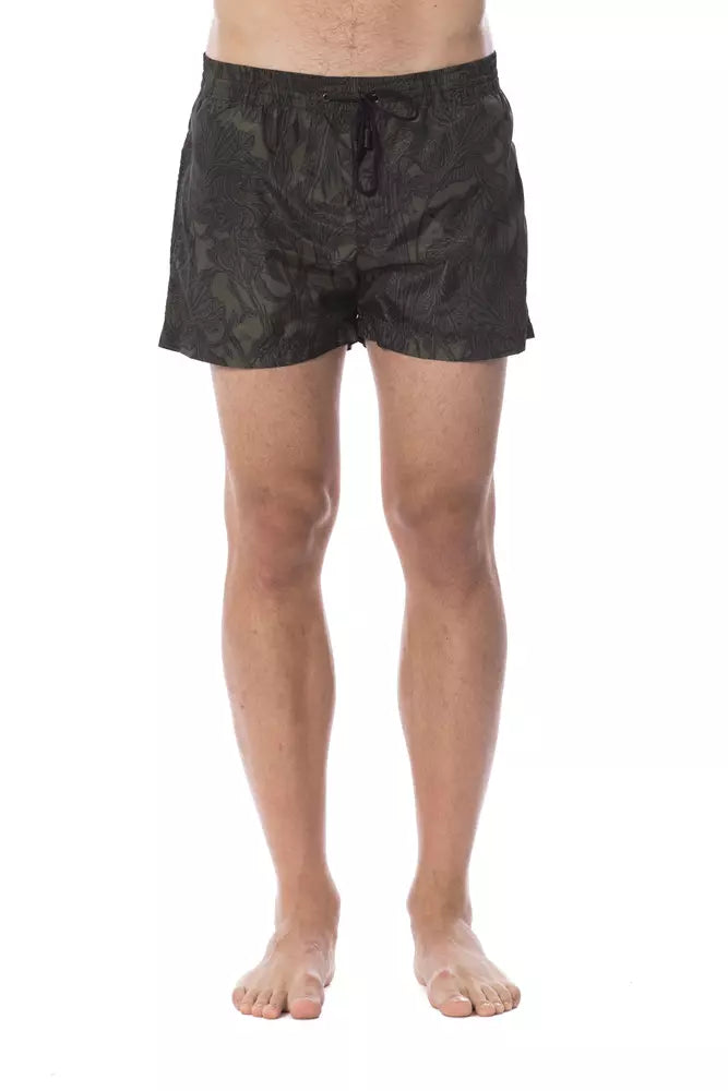 Roberto Cavalli Sport Army Polyester Men Swim Trunk $477.00 Roberto Cavalli Sport Luzworld