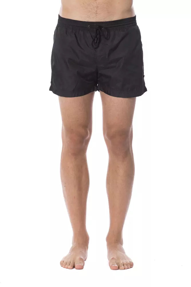 Roberto Cavalli Sport Black Polyester Men Swimsuit $477.00 Roberto Cavalli Sport Luzworld