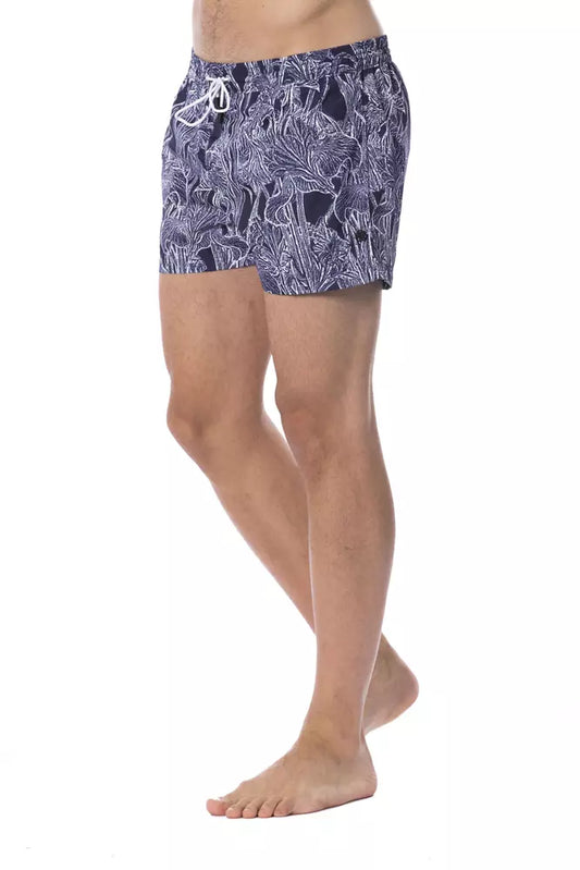 Roberto Cavalli Sport Blue Polyester Men's Swim Trunk $477.00 Roberto Cavalli Sport Luzworld