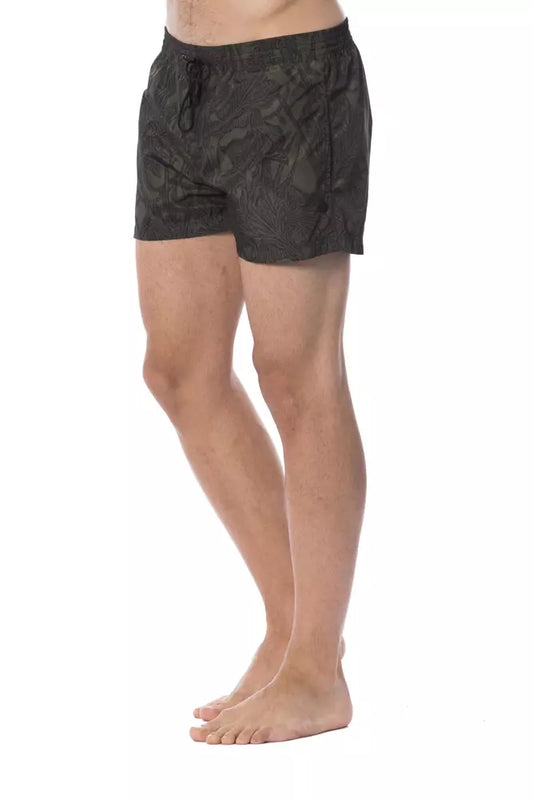 Roberto Cavalli Sport Army Polyester Men Swim Trunk $477.00 Roberto Cavalli Sport Luzworld