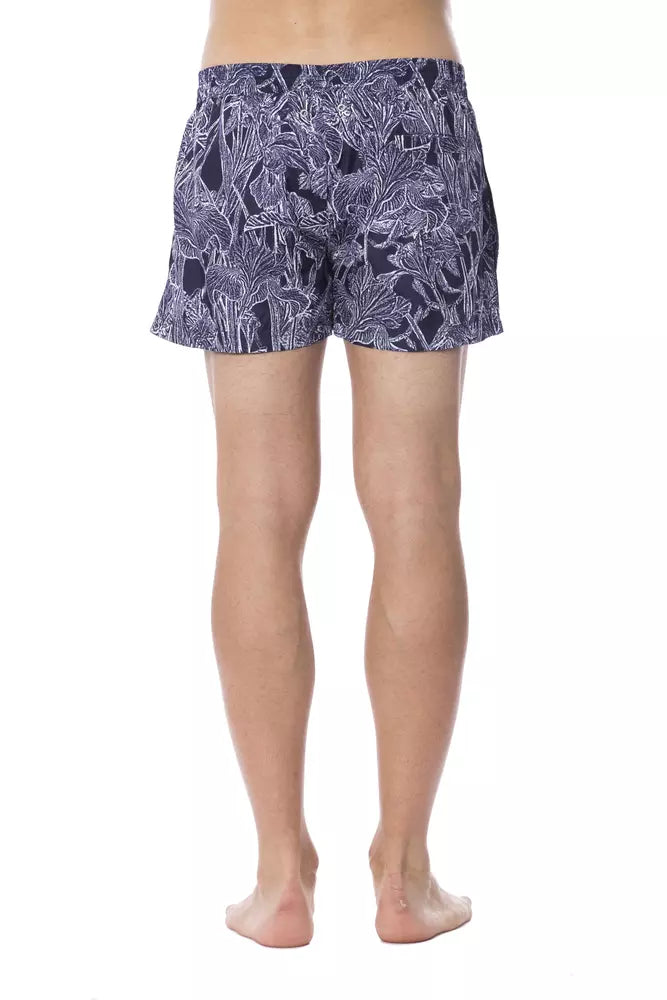 Roberto Cavalli Sport Blue Polyester Men's Swim Trunk $477.00 Roberto Cavalli Sport Luzworld