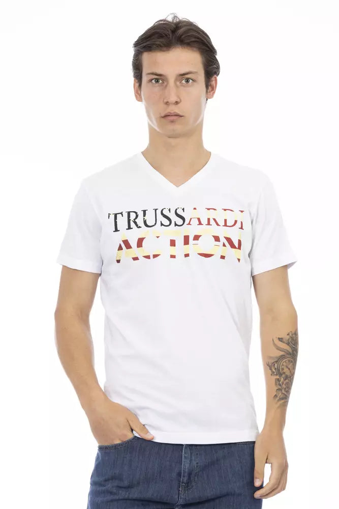 Trussardi Action White Cotton Men's T-Shirt $130.00 Trussardi Action Luzworld