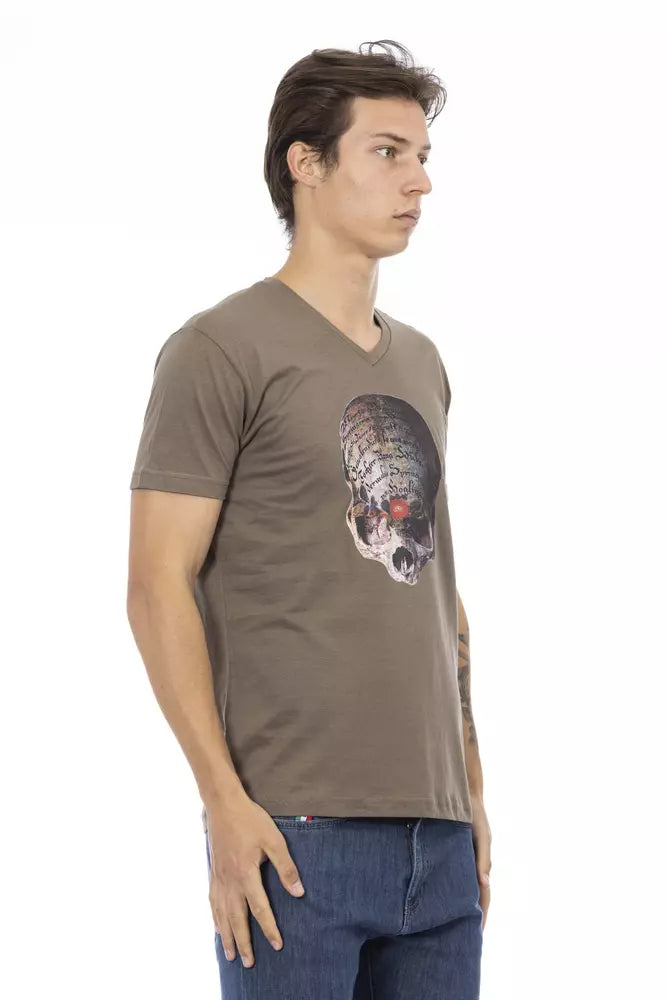 Trussardi Action Brown Cotton Men T-Shirt $130.00 Trussardi Action Luzworld