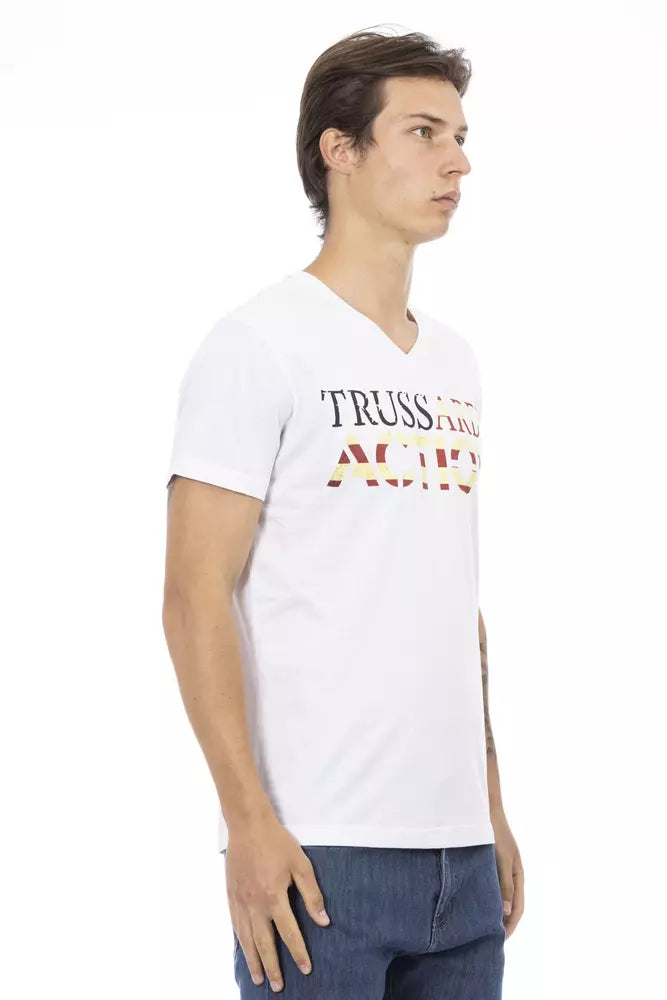 Trussardi Action White Cotton Men's T-Shirt $130.00 Trussardi Action Luzworld