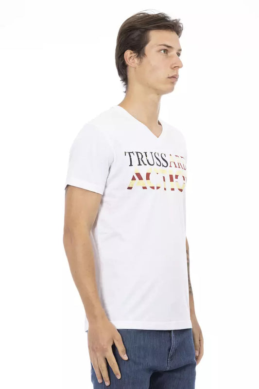 Trussardi Action White Cotton Men's T-Shirt $130.00 Trussardi Action Luzworld