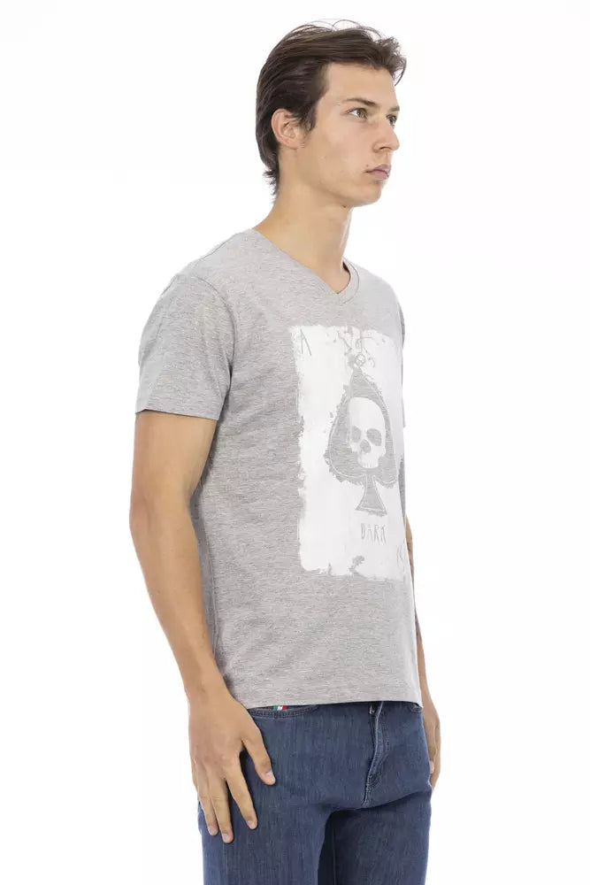 Trussardi Action Gray Cotton Men T-Shirt $130.00 Trussardi Action Luzworld
