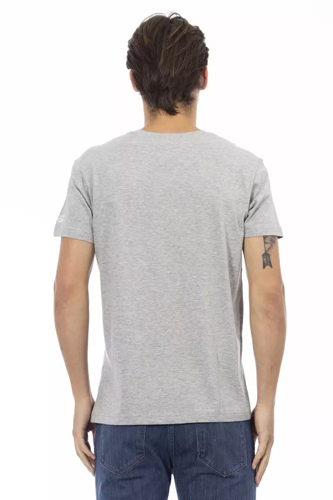 Trussardi Action Gray Cotton Men T-Shirt $130.00 Trussardi Action Luzworld
