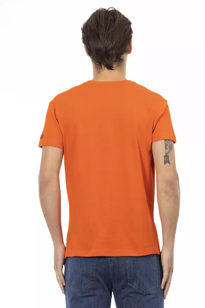 Trussardi Action Orange Cotton Men V-Neck T-Shirt $130.00 Trussardi Action Luzworld