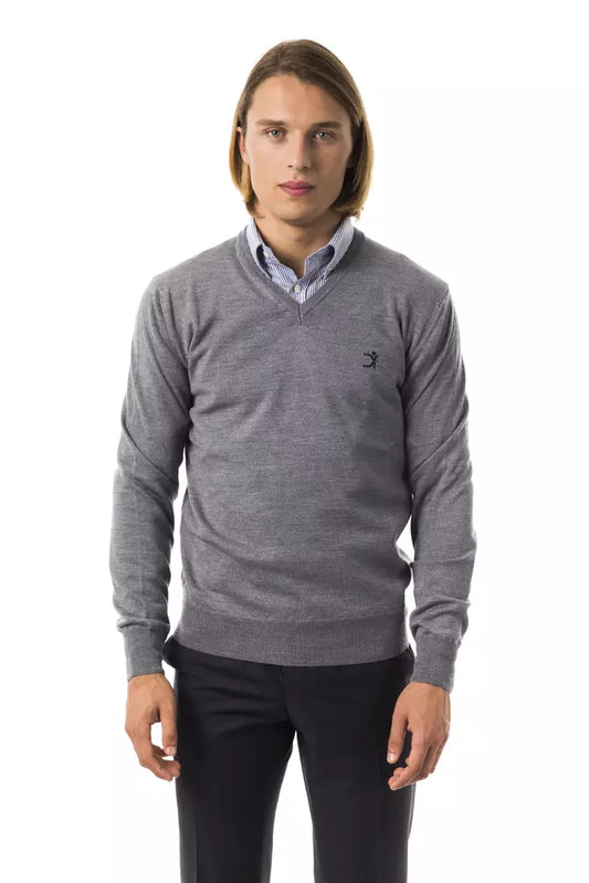 Uominitaliani Gray Merino Wool Men Sweater $196.00 Uominitaliani Luzworld