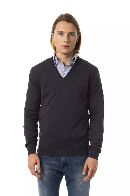 Uominitaliani Gray Merino Wool Men Sweater $196.00 Uominitaliani Luzworld