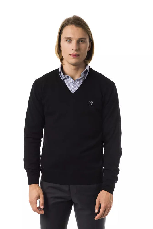 Uominitaliani Black Merino Men Sweater $196.00 Uominitaliani Luzworld