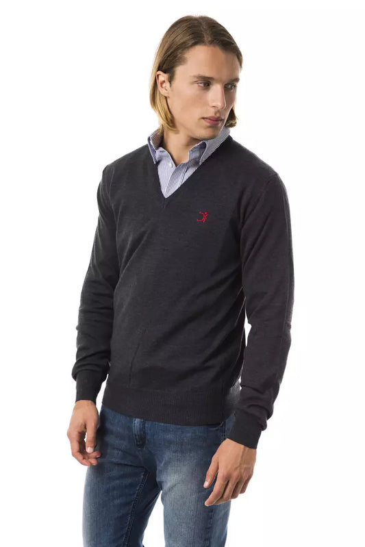 Uominitaliani Gray Merino Wool Men Sweater $196.00 Uominitaliani Luzworld