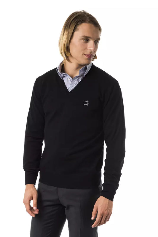 Uominitaliani Black Merino Men Sweater $196.00 Uominitaliani Luzworld