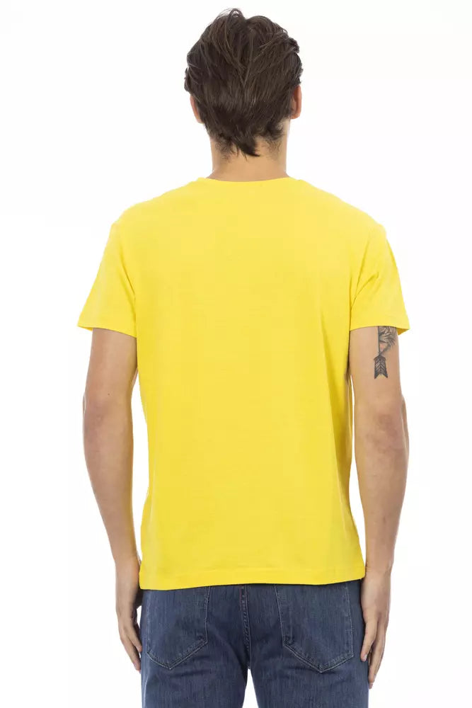 Trussardi Action Yellow Cotton Men V-Neck T-Shirt $130.00 Trussardi Action Luzworld