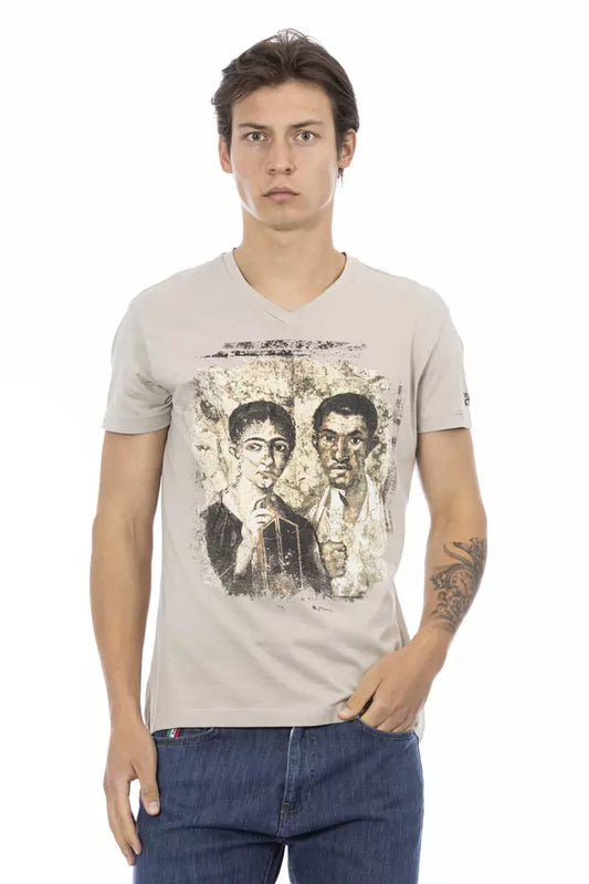 Trussardi Action Beige Cotton Men T-Shirt $130.00 Trussardi Action Luzworld