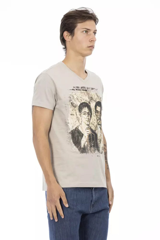 Trussardi Action Beige Cotton Men T-Shirt $130.00 Trussardi Action Luzworld
