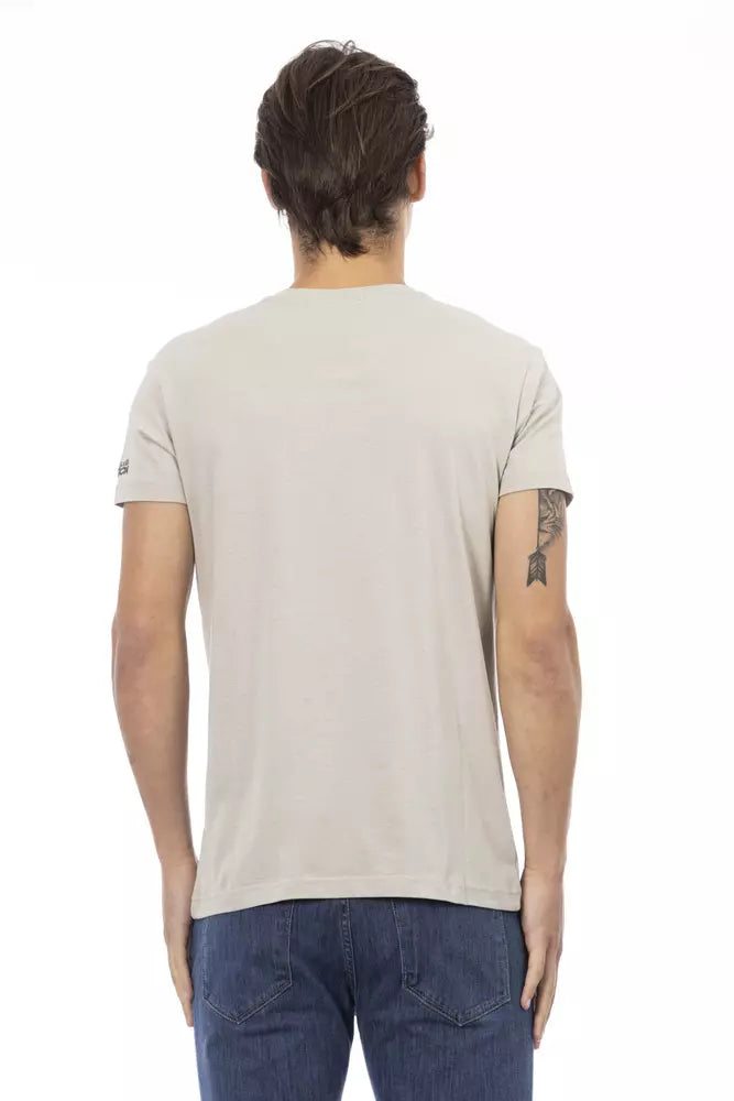 Trussardi Action Beige Cotton Men T-Shirt $130.00 Trussardi Action Luzworld