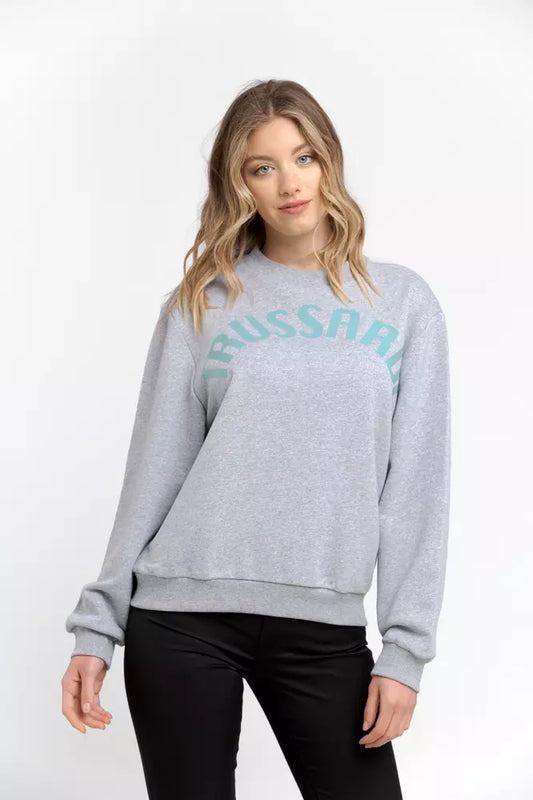 Trussardi Gray Cotton Women Sweatshirt $491.00 Trussardi Luzworld