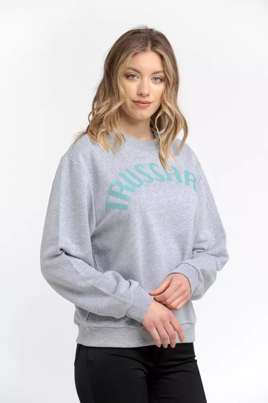 Trussardi Gray Cotton Women Sweatshirt $491.00 Trussardi Luzworld